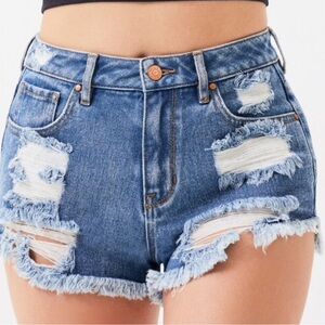 PACSUN High Rise Cut Off Denim Jean Shorts 2” Dark Wash Size 26